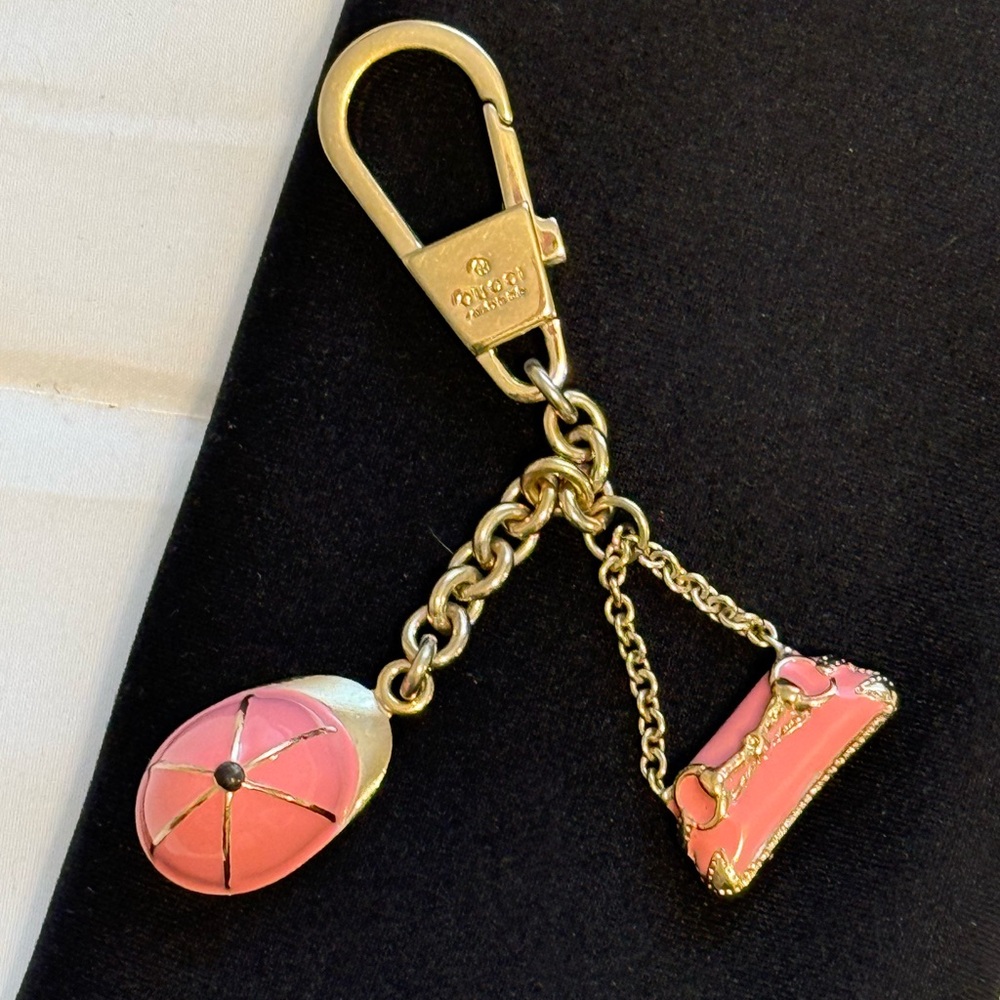 Gucci Silver and Pink Mini Horsebit Bag Cap Hat Keychain Bag Charm